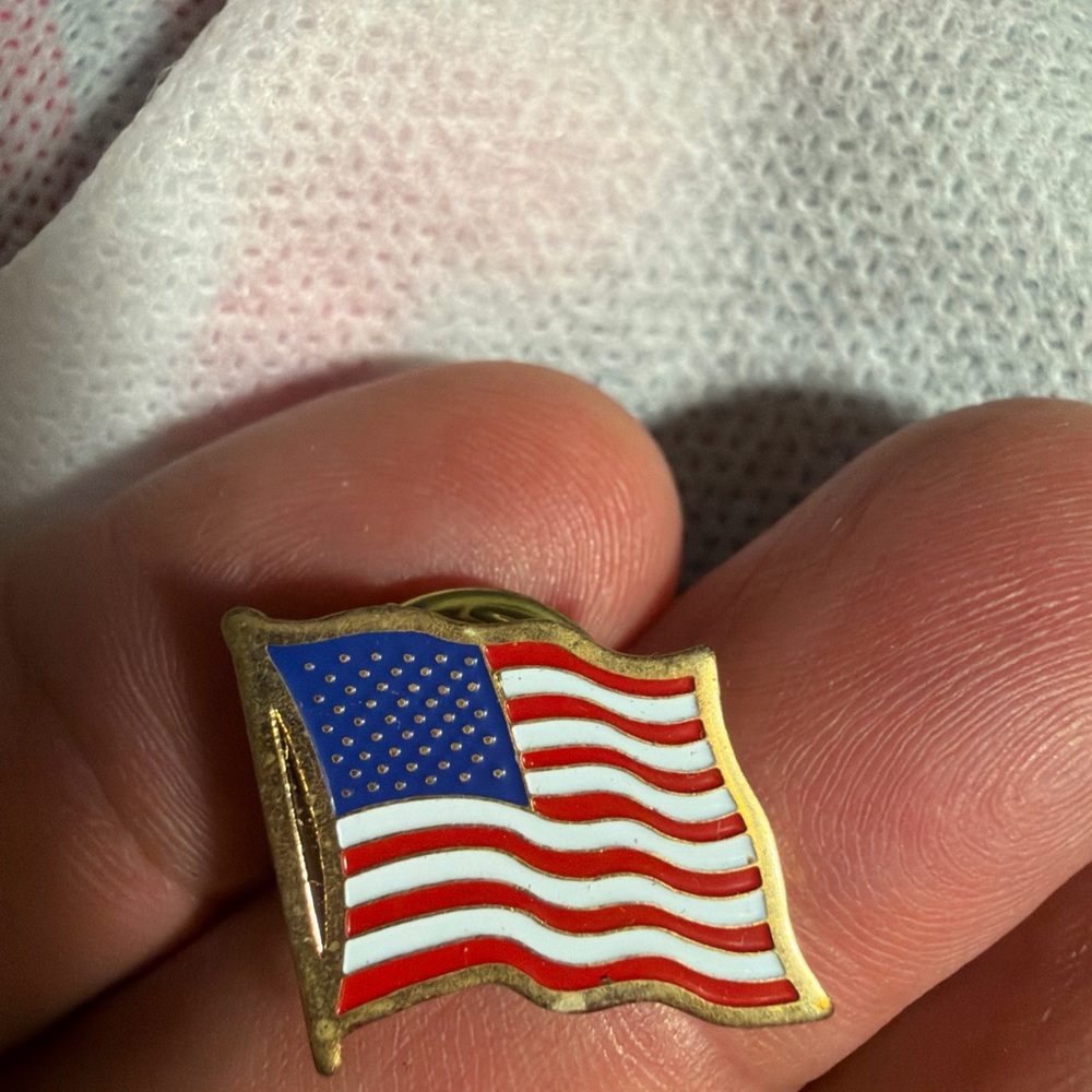 Patriotic American Flag Enamel Lapel Pin - Blue, Red, White